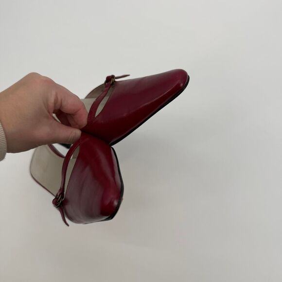 Lauren Ralph Lauren Red Leather Pointed Toe Kitten Heel Mules Size 10B - Picture 2 of 8
